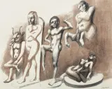 Jan Lebensztejn, AU SOUS-SOL DU LOUVRE (W PODZIEMIACH LUWRU), 1969, akwarela, pastel, ołówek, papier