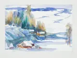 Sergiusz Grudkowski, Widok na Zieleniec, 1998, akwarela, papier