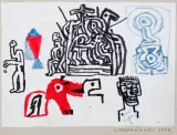 BEZ TYTUŁU by Stanisław Młodożeniec, 2006, flamaster, kredki, tusze, papier nakl. na tekturę, sold Nov 2016