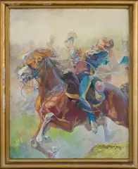 Stanisław Bagieński, RANNY UŁAN, 1914, akwarela, gwasz, papier naklejony na tekturę