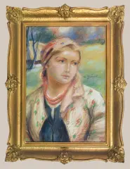 Stanisław Górski, GÓRALKA, przed 1939, pastel, papier
