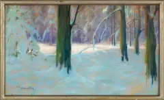 Śniegi w Puszczy Augustowskiej by Jakub Michał Kasprowicz, przed 1939, pastel, papier, offered Nov 2016