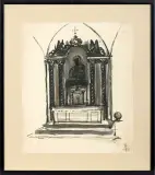 Stanislaw Noakowski, SZKIC OŁTARZA, 1918, tusz, ołówek, karton