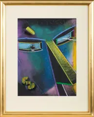 Andrzej Dudziński, Kompozycja (Twarz), pastel, papier