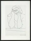 Tadeusz Kulisiewicz, KOBIETA PODPIERAJĄCA GŁOWĘ RĘKOMA, 1974, tusz pióro, papier