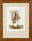 LIŚCIE – MONUMENTALNY by Maria Okołów-Podhorska, 1985, akwaforta sepiowa, papier, sold Oct 2016