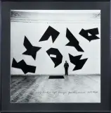 Artysta na tle swojej pracy Czarny Kwadrat by Ryszard Winiarski, 1984, fotografia, offered Oct 2016