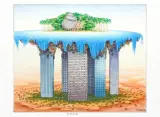 OAZA by Jacek Yerka, 2016, kredki, ołówek, karton, sold Oct 2016