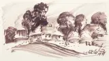 Wiktor Zin, CHATA WŚRÓD DRZEW, 1971, flamaster, karton
