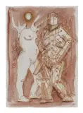 DWA AKTY by Franciszek Starowieyski, 2005, kredka sepiowa, akwarela, pastel, papier, offered Oct 2016