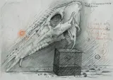 PEJZAŻ Z CAŁĄ LUDZKOŚCIĄ by Franciszek Starowieyski, kredki barwne, papier, sold Oct 2016