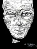 Marek Oberländer, PORTRET EN FACE, 1965, tusz pióro, papier kremowy