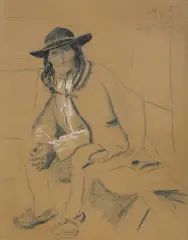 BACA by Leon Wyczółkowski, 1902, czarna kredka, ołówek, biały pastel, tektura, offered Oct 2016