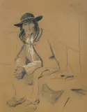 Leon Wyczółkowski, BACA, 1902, czarna kredka, ołówek, biały pastel, tektura