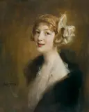 Tadeusz Styka, WSTĄŻKA WE WŁOSACH, PRZED 1920, olej, tektura