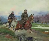 Jerzy Kossak, PATROL UŁANÓW, 1924, olej, płótno naklejone na tekturę