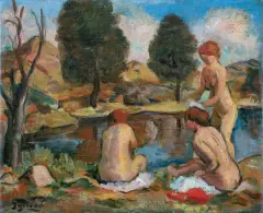 KĄPIĄCE SIĘ by Tymon Niesiołowski, ok. 1940, olej, płótno, sold Oct 2016