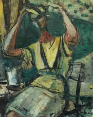 Zygmunt Menkes, DZIEWCZYNA PRZY TOALETCE, ok. 1960, olej, płótno