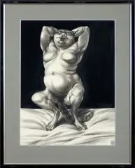 POSTAĆ FANTASTYCZNA by Adam Hoffmann, 1971, kredka czarna, tusz pędzel, papier, sold Sep 2016