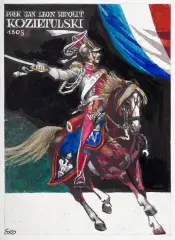 Szymon Tadeusz Kobyliński, Ppłk Jan Leon Hipolit Kozietulski 1808, 1995, gwasz, tusz pędzel, karton