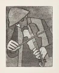 Leopold Lewicki, Skrzypek, 1970, linoryt, papier
