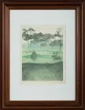 Leszek Rózga, PEJZAŻ WIOSENNY, 1976, akwaforta barwna, papier kremowy