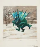 Waldemar Andrzejewski, Smok Wawelski, 1989, tempera, tusz, papier