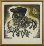 Edmund Ludwik Bartłomiejczyk, Hucuł z Jaworowa, 1935, drzeworyt barwny, papier