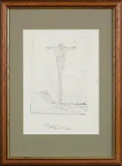 BEZ TYTUŁU (SZKIC DO OBRAZU) by Zdzisław Beksiński, ołówek, papier kremowy, sold Jul 2016