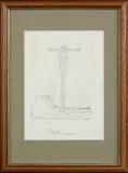 BEZ TYTUŁU (SZKIC DO OBRAZU) by Zdzisław Beksiński, ołówek, papier kremowy, sold Jul 2016