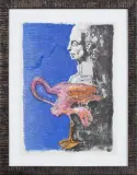 KOMPOZYCJA Z FLAMINGIEM by Jan Lebensztejn, litografia barwna, papier, sold Jul 2016