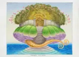 Podroż poślubna by Jacek Yerka, 2016, kredki barwne, ołówek, karton, sold Jul 2016