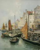 Karl Theodor Wagner, NAD KANAŁEM W HOLANDII, olej, płótno