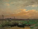 Roman Kochanowski, PEJZAŻ NADWODNY Z ŁÓDKĄ