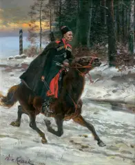 Wojciech Kossak, Z ROZKAZEM NA GRANICY, 1890, olej, płótno