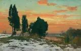 Michał Gorstkin-Wywiórski, WCZESNY ŚNIEG. PEJZAŻ O ZACHODZIE SŁOŃCA
