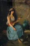 Moritz Stifter, WSCHODNIA MUZYKANTKA, olej, deska