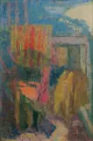 Eugeniusz Eibisch, BALKON IV, 1966, olej, papier naklejony na płótno