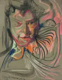 PORTRET MĘSKI, 3 IX 1917 by Stanisław Ignacy Witkiewicz, pastel, węgiel, papier, sold Jun 2016