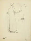 Eugeniusz Zak, MALARZ PRZY SZTALUDZE, ołówek Conté, papier