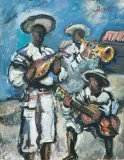 MEKSYKAŃSCY MUZYKANCI by Zygmunt Menkes, akwarela, gwasz, papier, sold Jun 2016