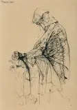 BEZ TYTUŁU by Zdzisław Beksiński, lata 60. XX w., długopis, papier, sold Jun 2016