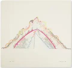 Andrzej Dłużniewski, GÓra 10-ta, 1988, kredki, flamastry, ołówek, papier