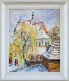 Franciszek Kmita, Widok na farĘ w Kazimierzu, 1993, olej, płótno