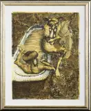 KĄPIĄCA SIĘ I SATYR by Jan Lebensztejn, litografia barwna, papier, sold May 2016