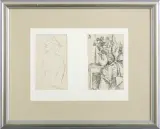 DWA RYSUNKI WSPÓŁOPRAWNE by Hanna Rudzka-Cybisowa, ołówek, tusz, papier, offered May 2016