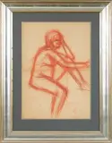 AKT SIEDZĄCEJ KOBIETY by Zygmunt Menkes, sangwina, papier, sold May 2016