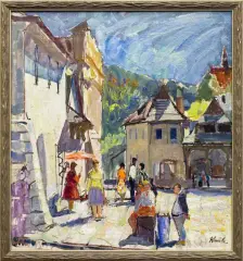 Franciszek Kmita, RYNEK W KAZIMIERZU DOLNYM, olej, płótno