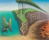 TRZECI DZIEŃ STWORZENIA by Jacek Yerka, 2015, pastel, papier, sold Apr 2016