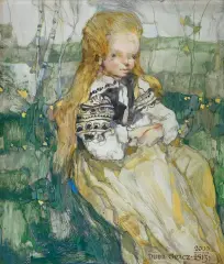 Jerzy Duda-Gracz, NADRZECZE - WIOSENKA, OBRAZ 2513, 2000, olej, płyta pilśniowa